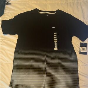 Hurley Black and Gray Striped Tee